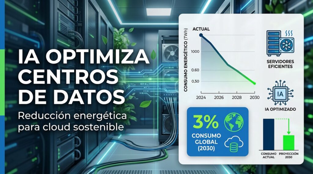 Inteligencia artificial optimizando eficiencia energética en servidores de centros de datos cloud